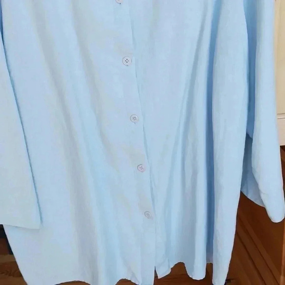 Vintage Susan Graver light blue linen top XL - Picture 2 of 5